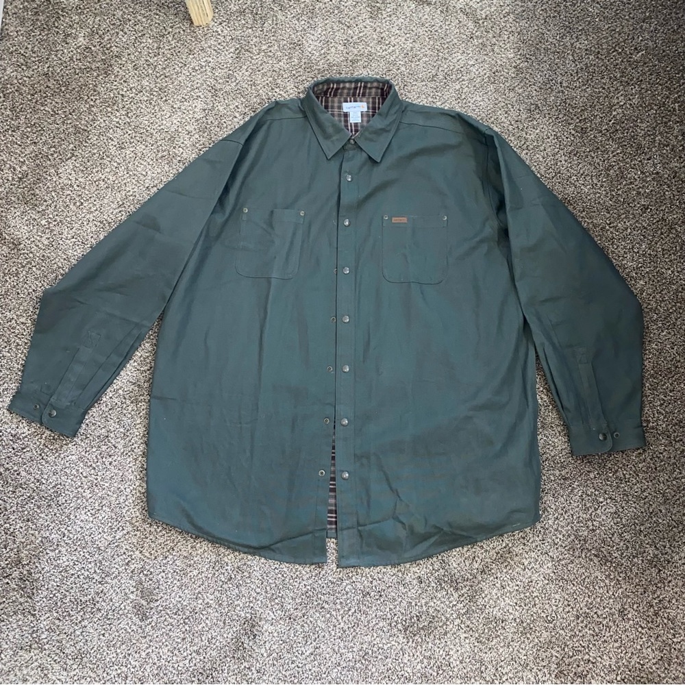 Carhart Men’s Flannel-Lined Button-Up Shirt Green 3XL Tall